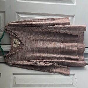 Cupio V-Neck Tan Blouse 1x Womens Knit